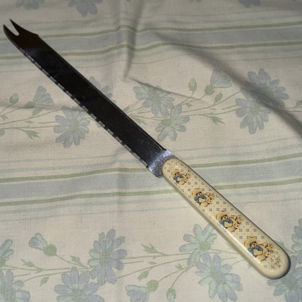 Vintage Tienshan‎ Country Teddy Bear Serrated Carving Utility Kitchen Knife
